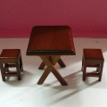 A002 - โต๊ะสี่เหลี่ยมจิ๋วขาพับได้ พร้อมเก้าอี้